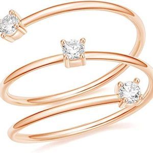 Mameloly Wedding Bands for Women 14k Gold Plated Thin Stackable Cubic Ring